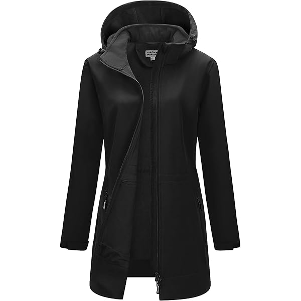 Mondetta Ladies' Long Softshell Jacket (Black, XL) at Amazon